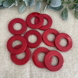 Set of 10 red ceramic napkin rings